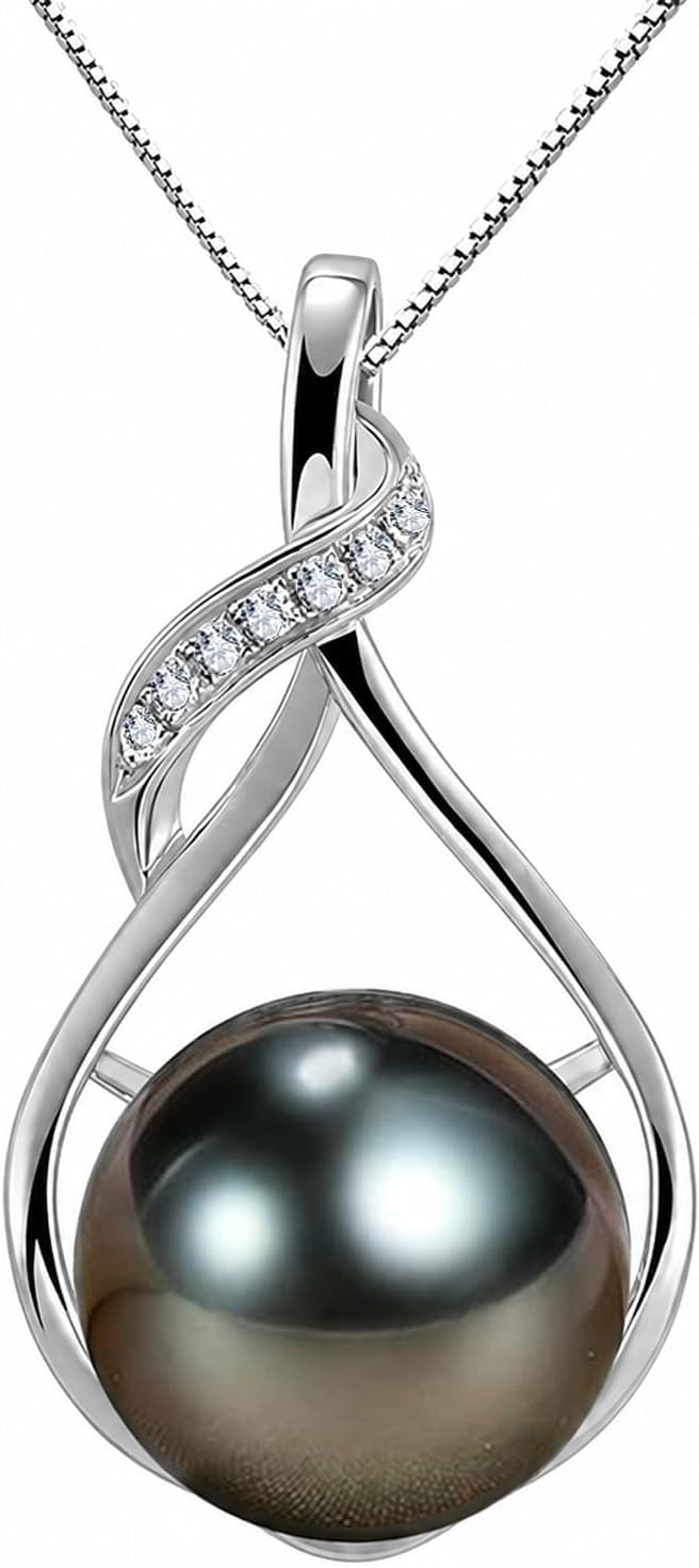 NONNYL Gifts for Women Wife-Tahitian-Black-Pearl-Necklace-Gift for Wife Wedding Birthday